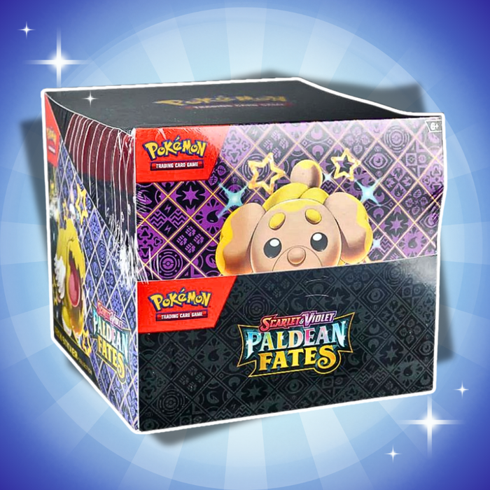 Pokémon Karmesin & Purpur Paldean Fates Tech Sticker Collection Display – 12 Blister, 36 Booster