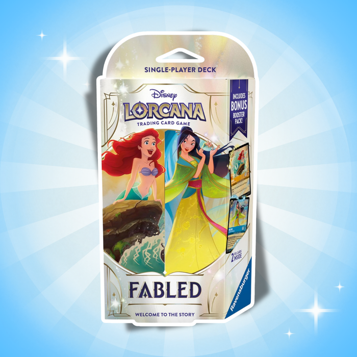 Disney Lorcana Fabled Starter Deck Amber & Sapphire Englisch – 60 Karten + Booster Pack