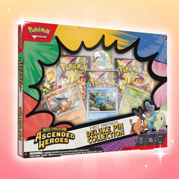 Pokémon Ascended Heroes – First Partner Deluxe Pin Collection | English | 5 Boosters + Promo