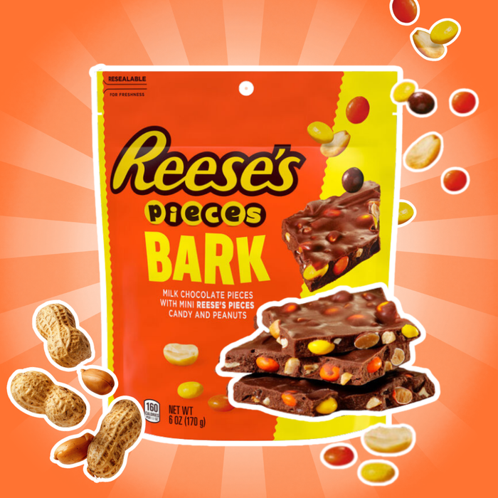 Reese's Pieces Bark 170 g – Milchschokolade mit Erdnüssen und bunten Pieces