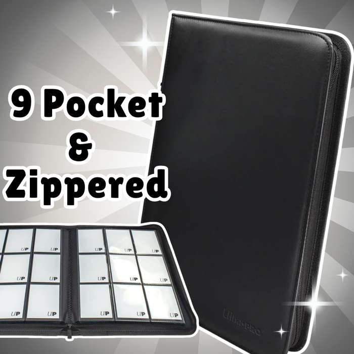 Ultra Pro Vivid 9-Pocket Zippered PRO-Binder Schwarz – Sammelkarten Album mit Reißverschluss, 20 Seiten