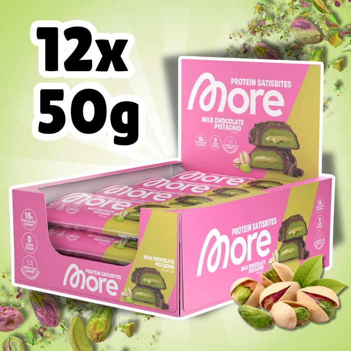 MORE Protein Satisbites Milk Chocolate Pistachio 12 x 50 g