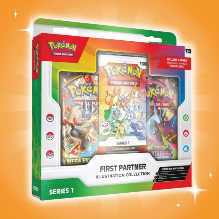 Pokémon First Partner Illustration-Collection – Series 1 | Englisch | 2 Booster + Promo