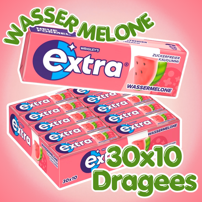 30× Wrigley's Extra Wassermelone Zuckerfreier Kaugummi – 30 Packungen à 10 Stück