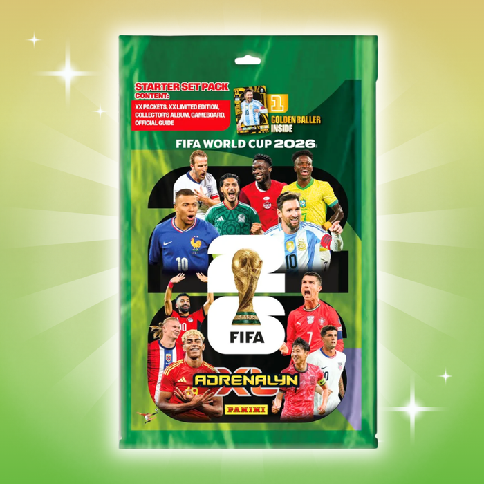 FIFA World Cup 2026 Adrenalyn XL Starter Set | Sammelordner + 4 Booster + Limited & Golden Baller Card