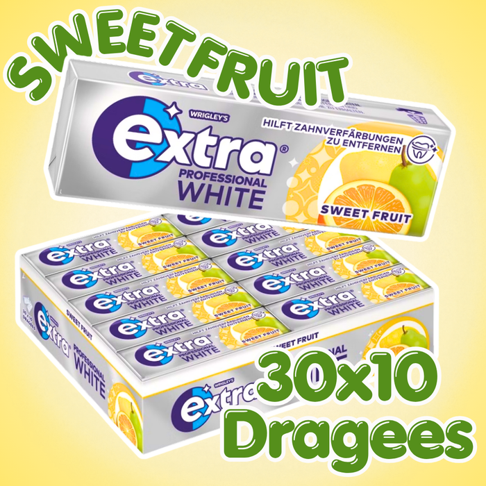 30× Wrigley's Extra Professional White Sweet Fruit Zuckerfreier Kaugummi – 30 Packungen à 10 Stück