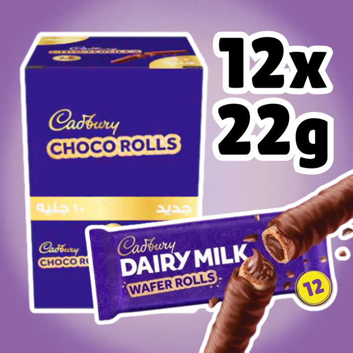12x Cadbury Choco Rolls Knusprige Schokoladenröllchen, 12 x 22g