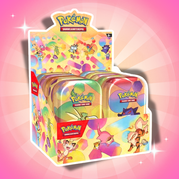 Pokémon Karmesin & Purpur 151 Mini Tin Display Deutsch – 10 Mini Tins mit je 2 Boosterpacks