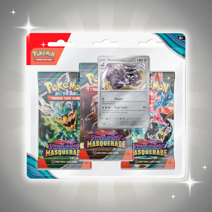 Pokémon Scarlet & Violet Twilight Masquerade 3-Pack Blister – Englisch, 3 Boosterpacks + Promo Karte