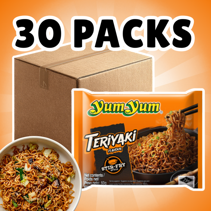 30× Yum Yum Instant Nudeln Teriyaki Flavour – 30 x 60 g – Asiatische Instant-Nudeln mit Teriyaki-Geschmack, 1 Karton