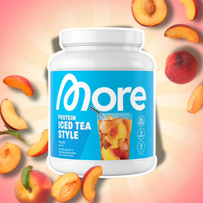 MORE Protein Iced Tea Style Pure Peach 600 g – Proteinpulver mit Pfirsich-Eistee-Geschmack