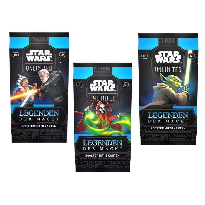 Star Wars: Unlimited – Legende der Macht 3er Booster Pack – Trading Card Game – 16 Karten pro Booster – Deutsch