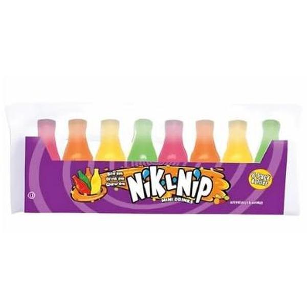 Nik-L-Nip Mini Drinks Original – 8er-Pack (2x 39g) – Flüssige Retro-Süßigkeit in essbaren Wachsflaschen – Kultiger Social Media Trend