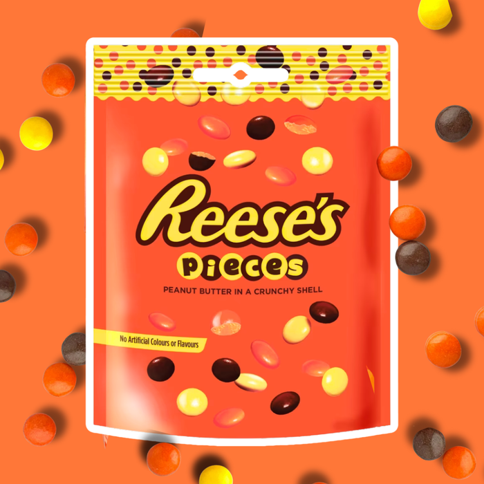 10x Reese’s Pieces Peanut Butter Pouch – 10x 90g Beutel | Knusprige Erdnussbutter-Dragées