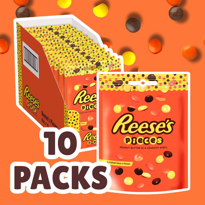 10x Reese’s Pieces Peanut Butter Pouch – 10x 90g Beutel | Knusprige Erdnussbutter-Dragées