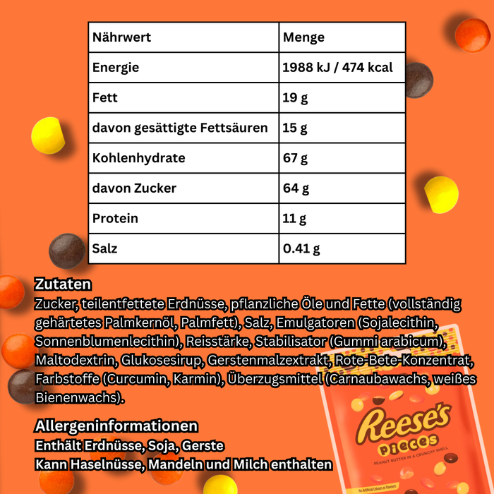 10x Reese’s Pieces Peanut Butter Pouch – 10x 90g Beutel | Knusprige Erdnussbutter-Dragées