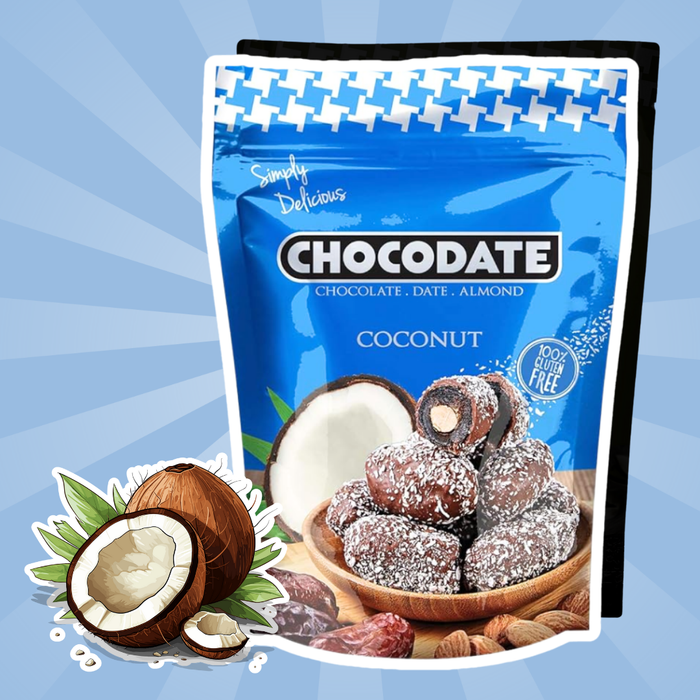 Chocodate Coconut Flavor – Datteln mit Milchschokolade, Mandeln & Kokos (90 g)
