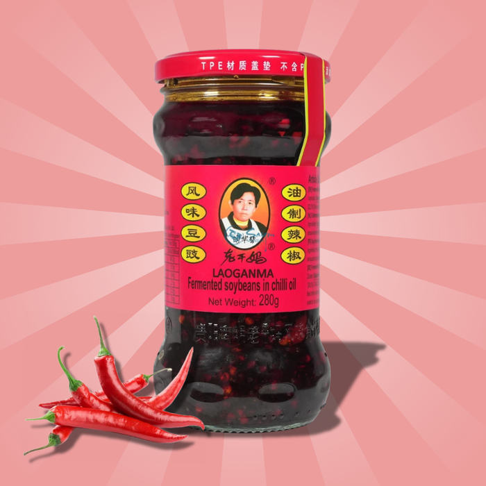 Lao Gan Ma Fermentierte Sojabohnen in Chiliöl – 280 g | Original chinesischer Chili-Sojabohnen-Mix