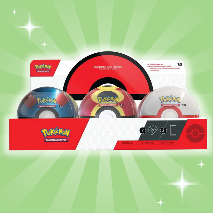 Pokémon – Pokéball Tin Herbst 2025 | 1x Sammel-Pokéball mit 3 Boosterpacks