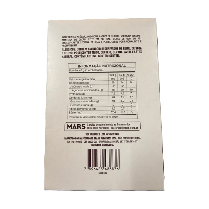 SNICKERS Branco White Chocolate Riegel 20 x 42 g – 1 Packung mit 20 Riegeln – Brasilianische Schokoriegel mit weißer Schokolade, Erdnüssen, Karamell und Nougat – 840 g