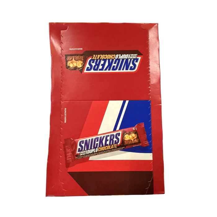 SNICKERS Duplo Chocolate 20 x 42 g – Brasilianische Limited Edition – Schokoriegel mit doppeltem Schokoladengenuss, Erdnüssen, Karamell und Nougat – 20er-Pack – 840 g