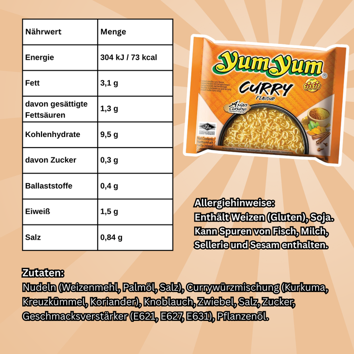 Yum Yum Instant Noodles Mix – 10× Vegetable, 10× Shrimp, 10× Curry
