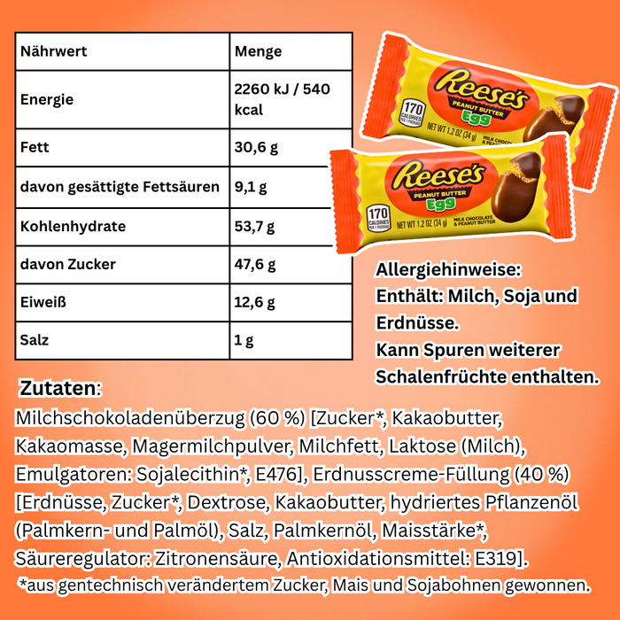 Reese’s Peanut Butter Eggs 34 g – Milchschokoladen-Ei mit Erdnussbutterfüllung