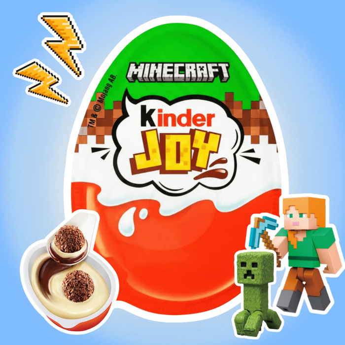 24x Kinder Joy Minecraft Überraschungsei mit Milchcreme & Kakao, 24x20g