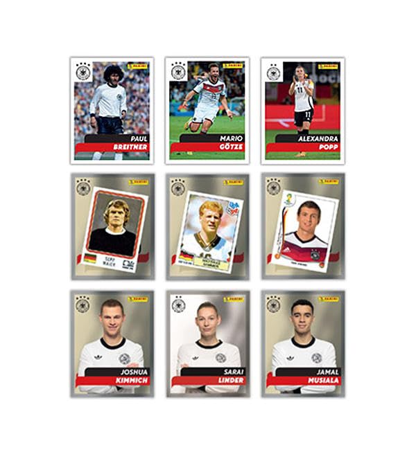 Panini DFB 2025 - 125 Jahre Fußballgeschichte Sticker | Eco-Blister | 6 Tüten + 1 Special-Sticker + Heartforcards® Versandschutz