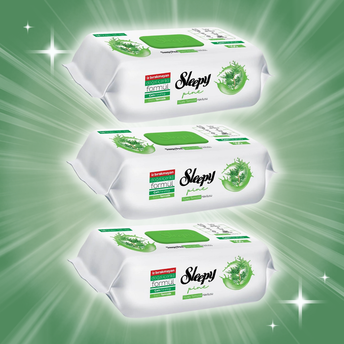 3x Sleepy Reinigungstücher Pine – Feuchte Allzwecktücher | 3x 100 Blatt