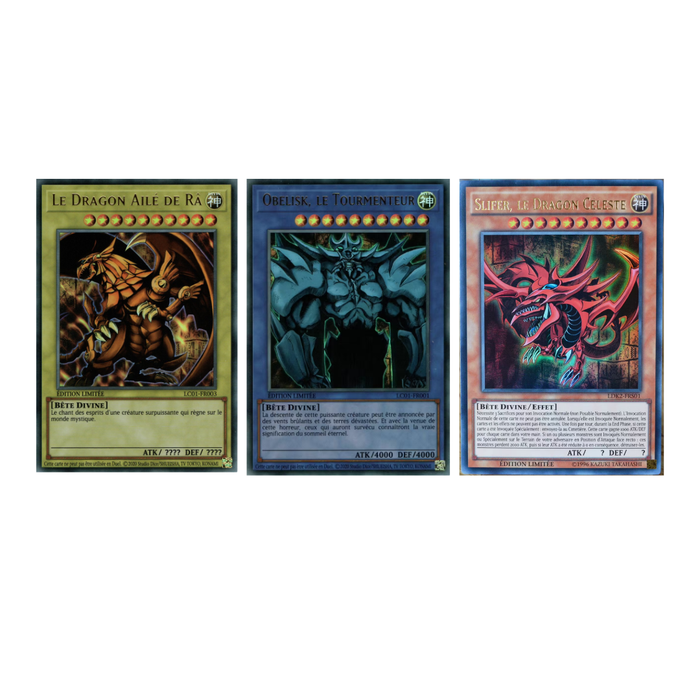 Yu-Gi-Oh! – Set Divinité Égyptienne (3 Cartes) – Râ / Obelisk / Slifer – Ultra Rare Holographique – Édition Limitée (FR)