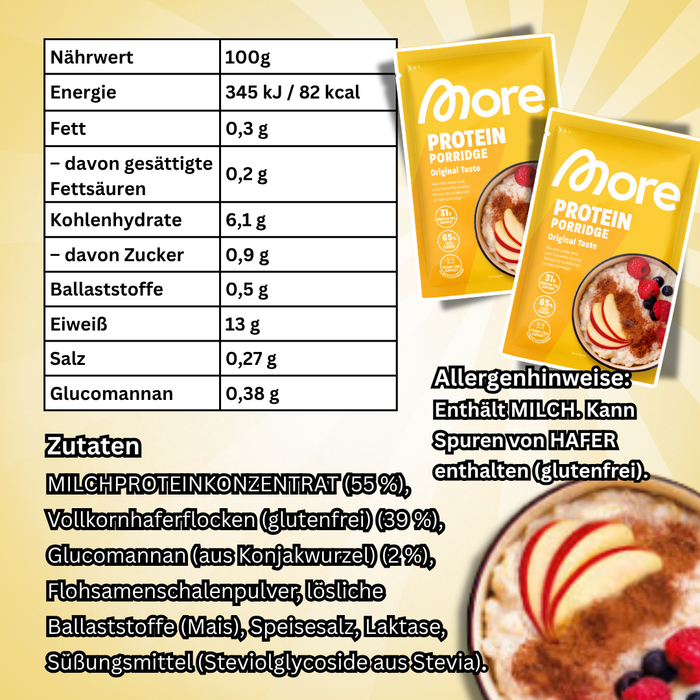 MORE Protein Porridge Original Taste 62 g – Proteinreicher Haferbrei