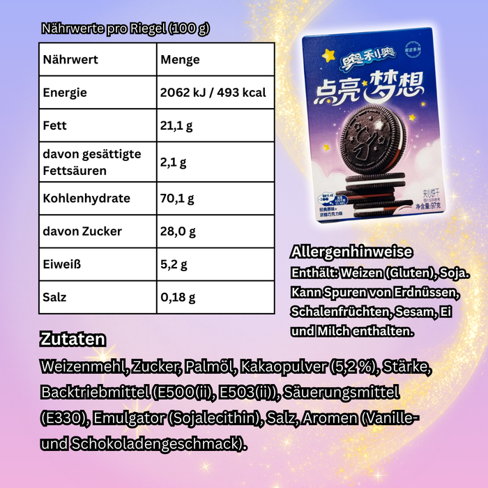 Oreo Light Up Dreams Limited Edition Sandwich-Kekse 97 g – Kakao-Kekse mit Vanillecremefüllung