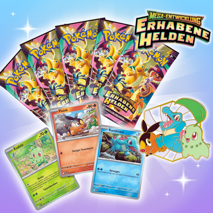 Pokémon Erhabene Helden Deluxe Pin Kollektion | Deutsch | 5 Booster + Pin
