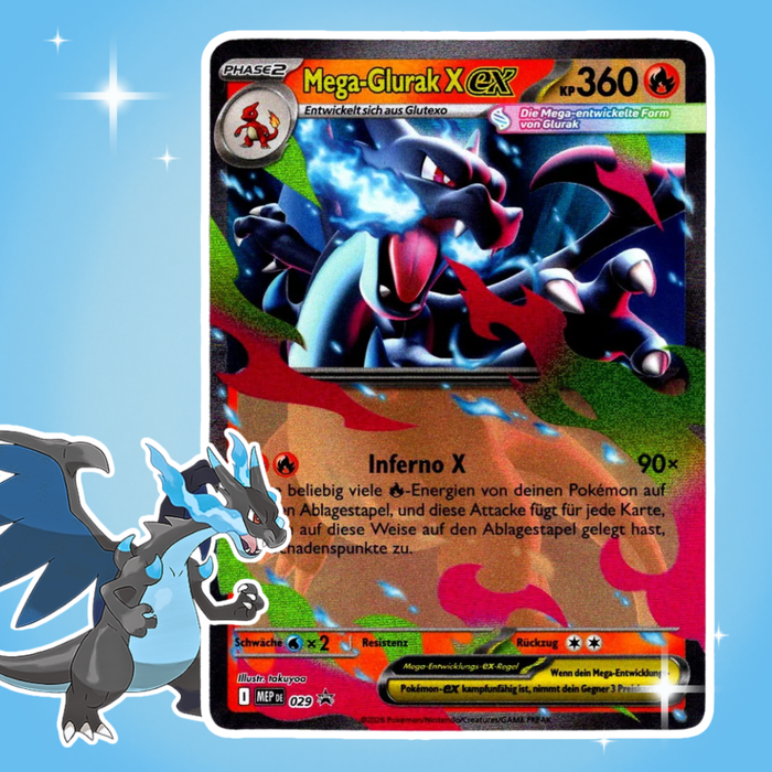 1x Pokémon Glurak X ex – Deutsch, Einzelkarte, Sammelkarte