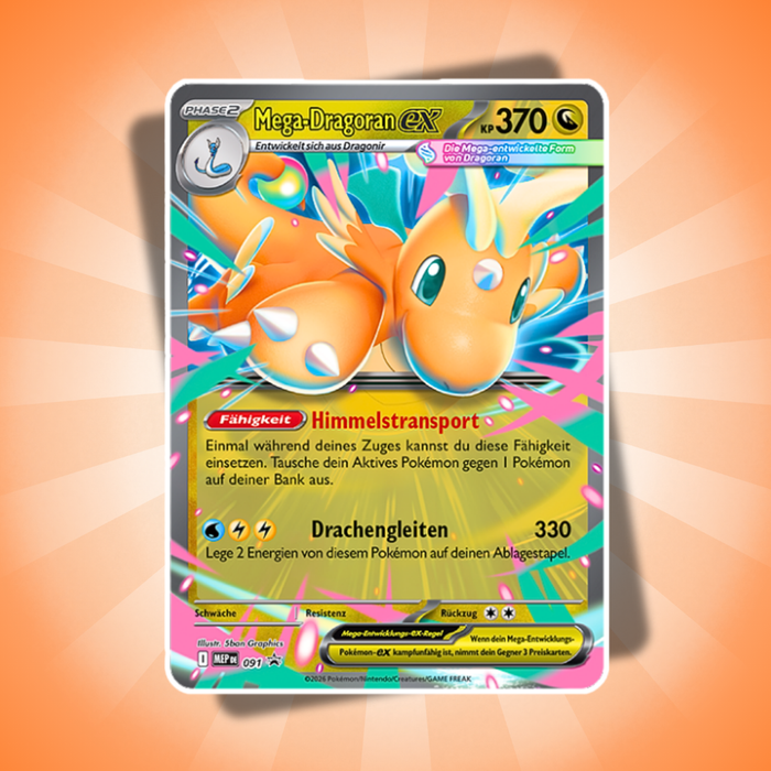 Pokémon Mega-Dragoran ex Tin Box Deutsch – 1 Promokarte + 4 Boosterpacks + Code-Karte