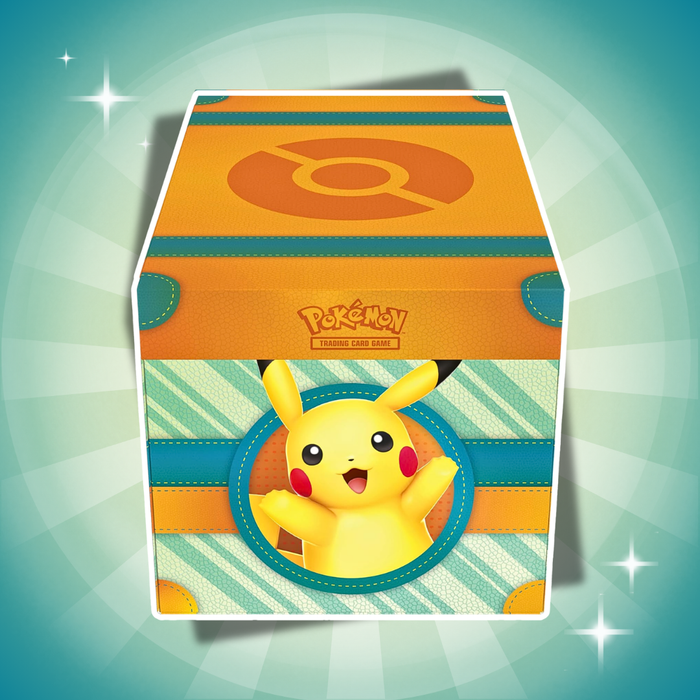 Pokémon Paldea Adventures Chest Englisch – 6 Booster + 7 Holo-Karten + Pikachu-Figur