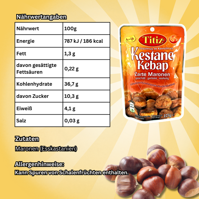 Kestane Kebap Zarte Maronen – Esskastanien verzehrfertig – 125 g