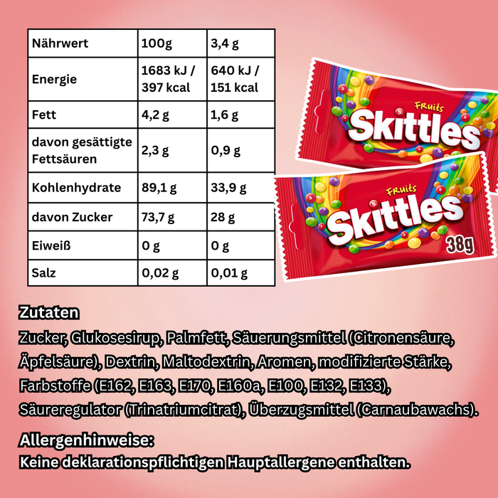 14x Skittles Original Fruits Bonbons – 14 x 38 g – Fruchtige Kaubonbons im Multipack