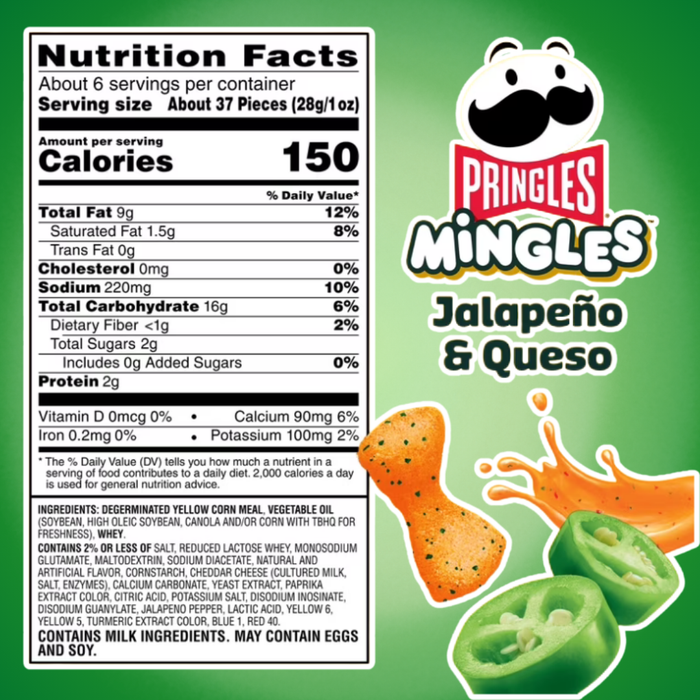 Pringles Mingles Jalapeño & Queso Puffed Snacks 56g