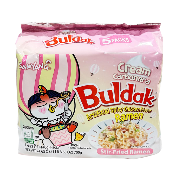 5x 140g Buldak Creamy Carbonara – Koreanische Instant-Nudeln – Cremig, würzig & käsig