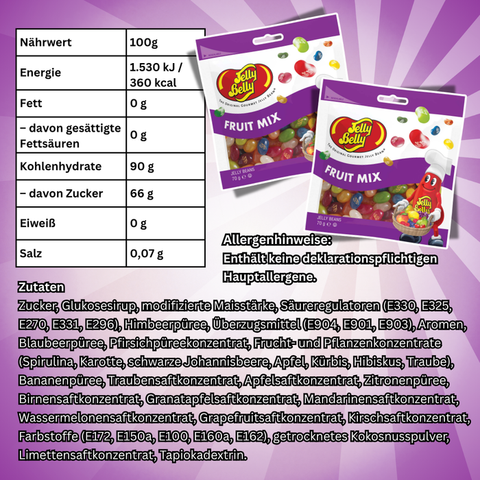 4x Jelly Belly Jelly Beans Mix 70 g – 20 Flavours, American Classics, Fruit Mix & Sours – 280 g Gesamt