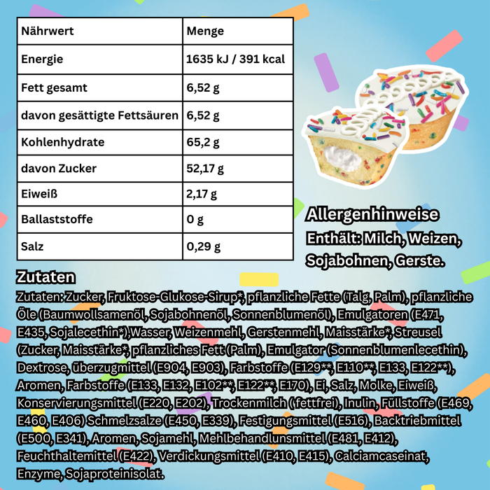Hostess Birthday Cupcakes 371 g – Soft Cake mit Vanillecreme und bunten Streuseln