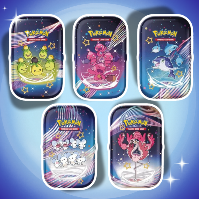 Pokémon Paldeas Schicksale Mini Tin Display Deutsch – 10 Mini Tins + 20 Booster