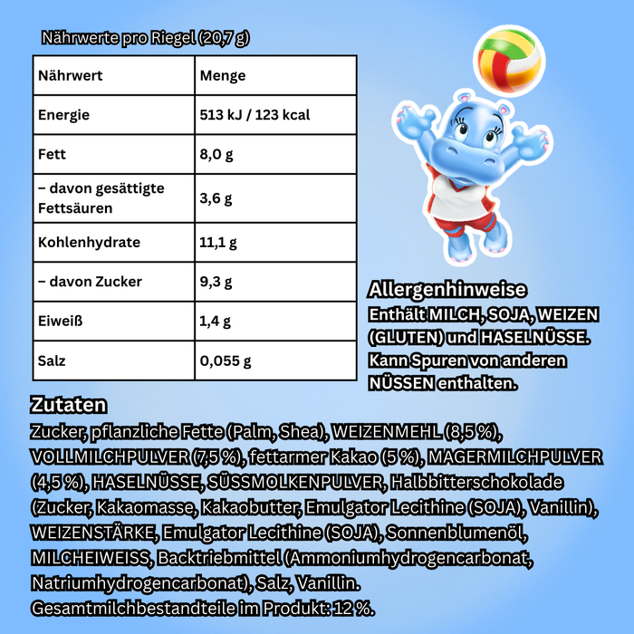 Kinder Happy Hippo Kakao – 10er Pack (10×103,5 g) Waffelsnack mit Haselnuss- und Kakao-Creme