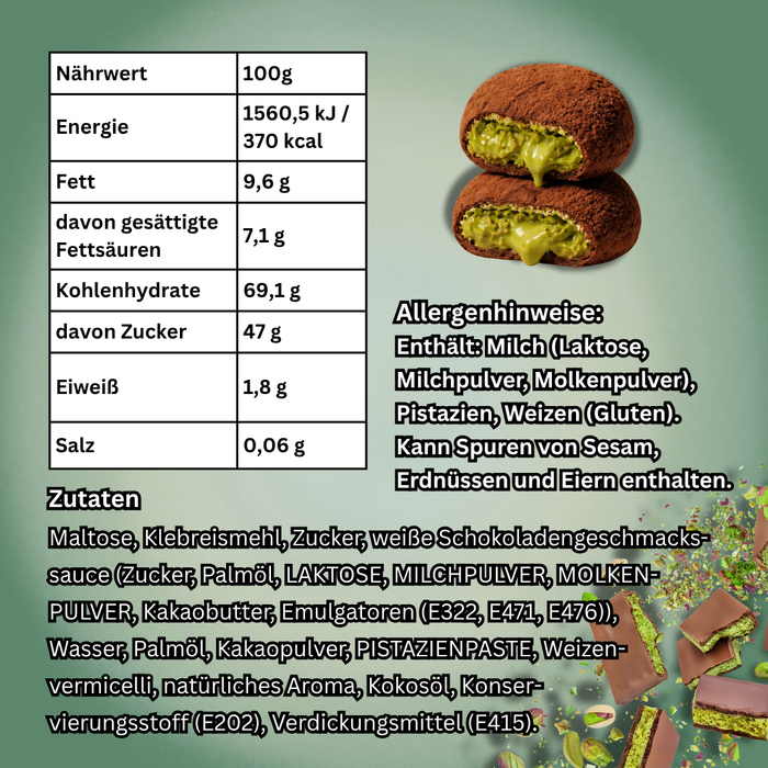 QLove Dubai Chocolate & Pistachio Kunafa Deluxe Mochi 168 g – Premium Mochi mit Pistazienfüllung und Kunafa-Schokoladengeschmack