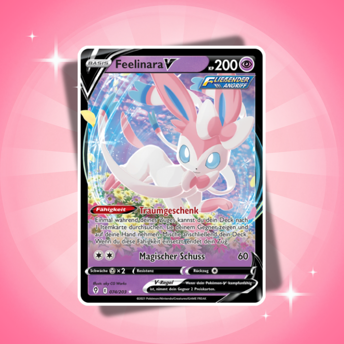 Pokémon V Heroes: Feelinara V Tin-Box Deutsch – 4 Booster + Holo-Promokarte