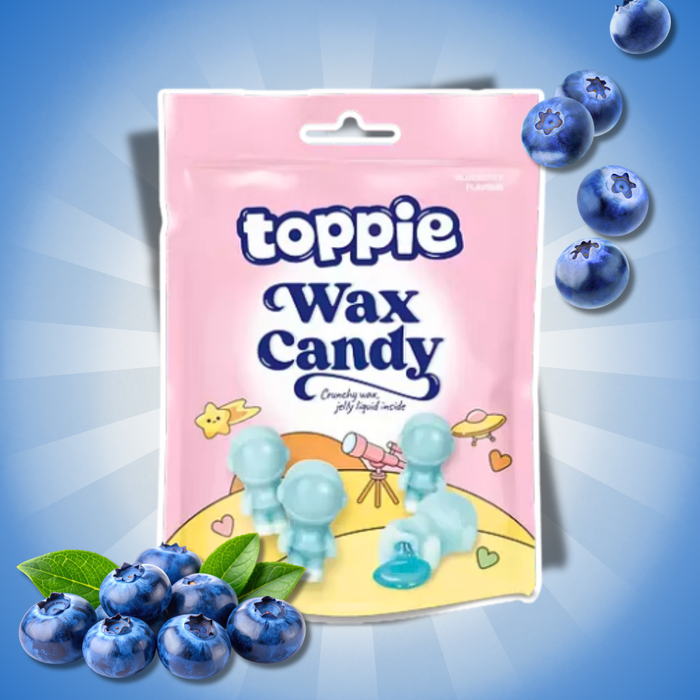 1x Toppie Wax Candy 40 g – Flüssige Süßigkeit in Wachshülle (Blueberry, Strawberry oder Green Apple) – Zufällige Sorte