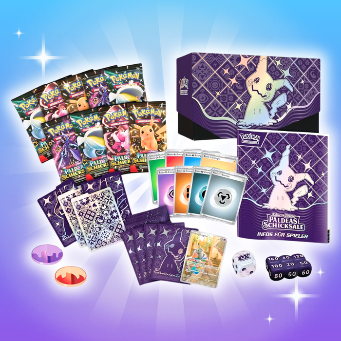 Pokémon Karmesin & Purpur – Paldeas Schicksale Top-Trainer-Box Deutsch, 9 Boosterpacks + Promo Karte