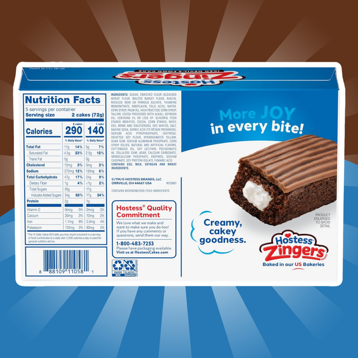 Hostess Zingers Iced Devil’s Food Cake – Schokoladenkuchen mit Zuckerglasur | 10 Stück